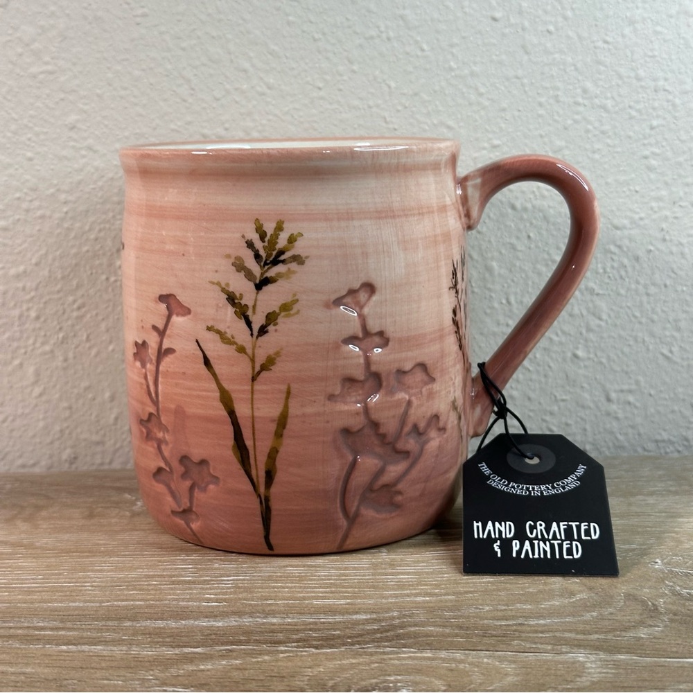 The Old Pottery Company Floral Embossed Print Ceramic Coffee Mug 20oz